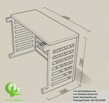 Προσαρμοσμένο μέγεθος Αλουμινίου Louvred Screen AC Unit Cover με 45° Angle Louvres και Powder Coated Finish