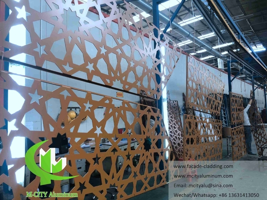 Μεταλλική οθόνη αλουμινίου Laser Cut Sheet Αλουμινίου Πρόσοψη Για το Τζαμί Mashrabiya