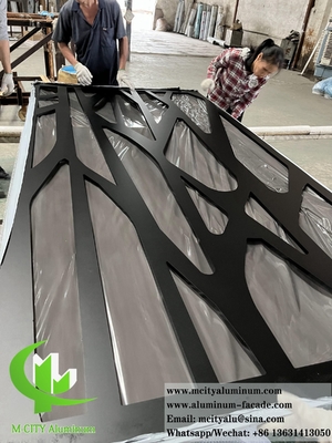 Λειτουργία με laser cut Metal Panel Aluminium Screen Powder Coated Matt Black Color
