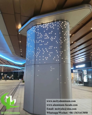Εικόνα με laser cut μεταλλική οθόνη αλουμινίου επένδυση στήλης με φως LED
