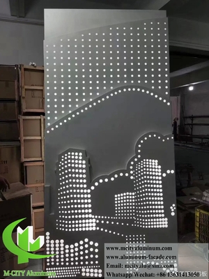 Εικόνα με laser cut μεταλλική οθόνη αλουμινίου επένδυση στήλης με φως LED