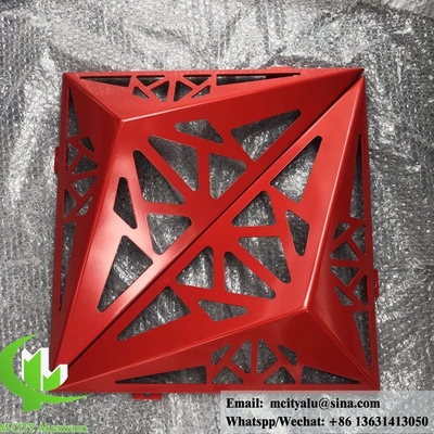 3D Πίνακα από στερεό αλουμίνιο για την πρόσοψη που καλύπτεται με σκόνη κόκκινο χρώμα τοίχος κουρτίνας