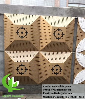 3D σχήμα μεταλλική οθόνη αλουμινίου προσόψεις διάτρηση φύλλο χρυσό χρώμα