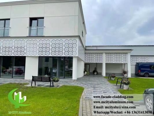 Εικόνα μεταλλικής οθόνης με laser cut Aluminium Perforated Facade Panel για τοίχο