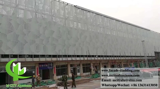 Διατρυφωμένα μέταλλα Εμφάνιση σύστημα 3mm πάχος PVDF Sliver Αλουμινίου οθόνες