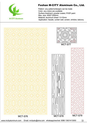 Καλή τιμή Πίνακα από διάτρητο αλουμίνιο, επικαλυμμένο με σκόνη, με προσαρμοσμένα χρώματα RAL και μεγέθους 1000x2000mm για επένδυση προσόφων σε απευθείας σύνδεση