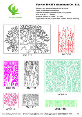Καλή τιμή Προσαρμοσμένα χρώματα RAL με ηλεκτροστατική βαφή αλουμινίου CNC κομμένο με λέιζερ πάνελ 1000x2000mm για επένδυση προσόψεων σε απευθείας σύνδεση